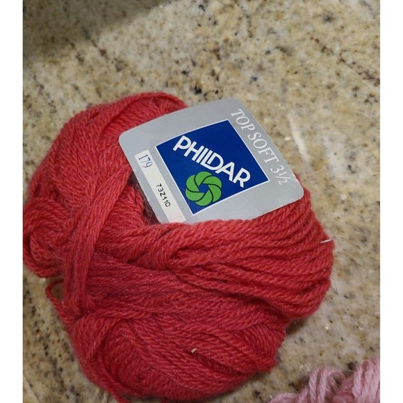 Phildar Top Soft 3 1/2  Wool Blend 10 Skeins 50 Gr Baby Blue Pink Yellow.  Red - Picture 6 of 9
